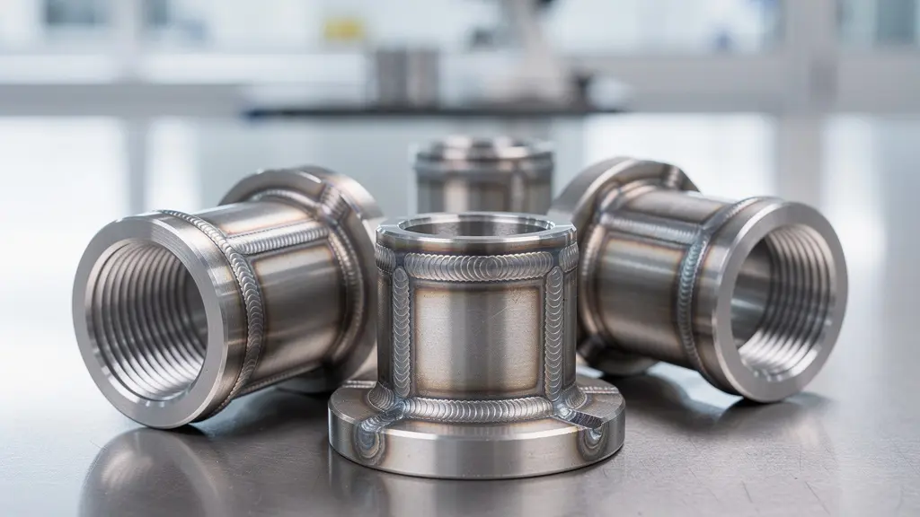 Pièces métalliques de précision aéronautique avec cordons de soudure parfaits sur plan de travail propre